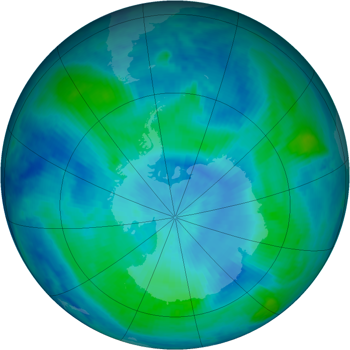 Antarctic ozone map for 26 February 1999